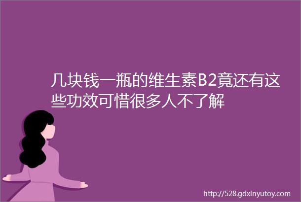 几块钱一瓶的维生素B2竟还有这些功效可惜很多人不了解