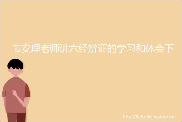 韦安理老师讲六经辨证的学习和体会下