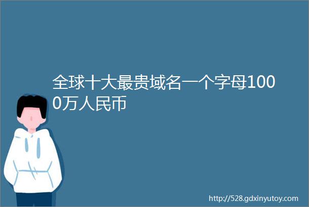 全球十大最贵域名一个字母1000万人民币