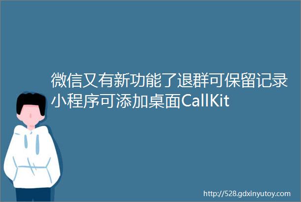 微信又有新功能了退群可保留记录小程序可添加桌面CallKit适配灵动岛
